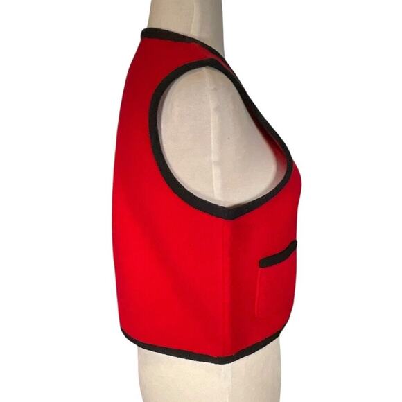Vintage ice Brand 100% Wool Size 8P Red & Black Sweater Vest 3 Button Clasp - Picture 7 of 10